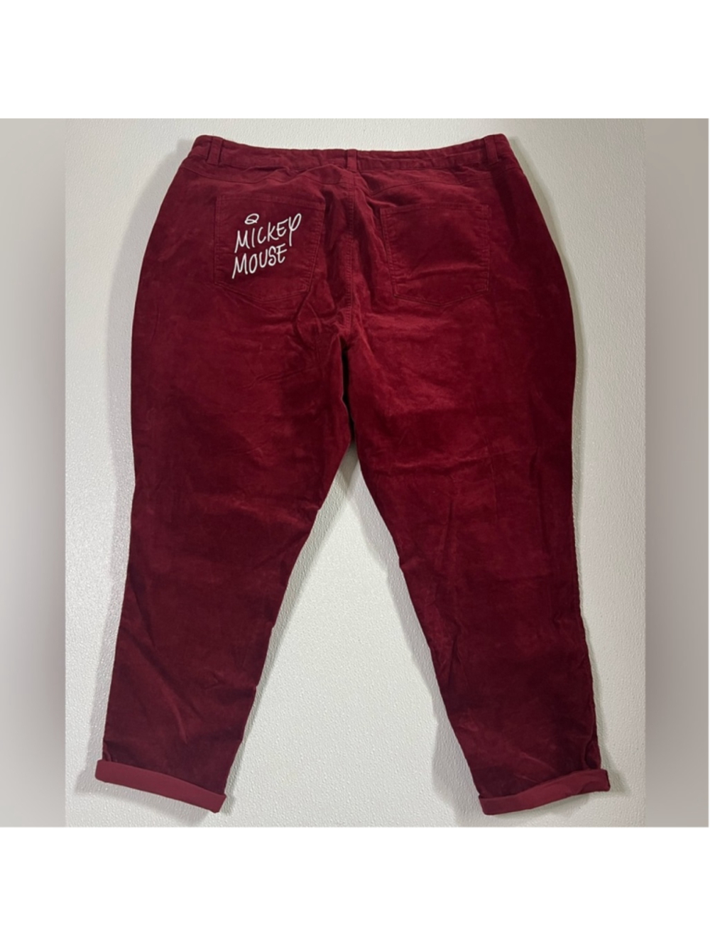 Disney Mickey Mouse Womens Embroidered Corduroy Pants Size 24 - Picture 9 of 10